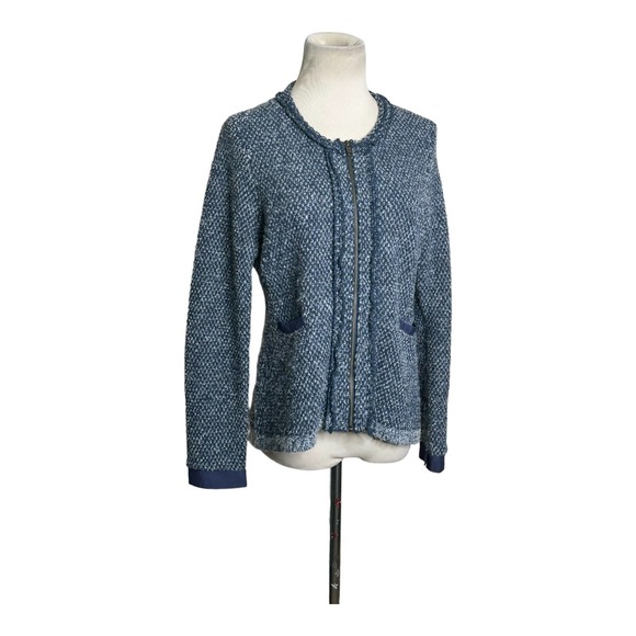 Angel of the North blue grey knit tweed zipper cardigan sweater size small - Picture 9 of 14